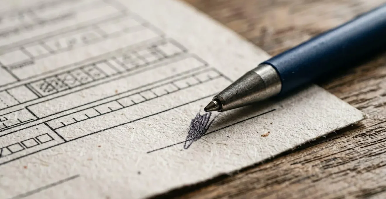 Gros plan sur des documents administratifs et un stylo, symbolisant la complexité des démarches auprès du Fonds de Garantie