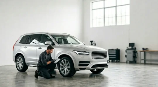 Inspection minutieuse d'un véhicule SUV moderne avant restitution de location longue durée