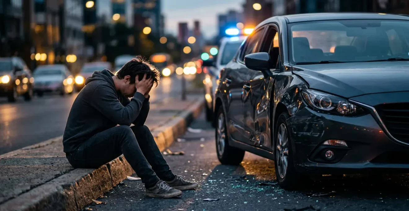 Jeune conducteur face aux conséquences d'un accident de voiture