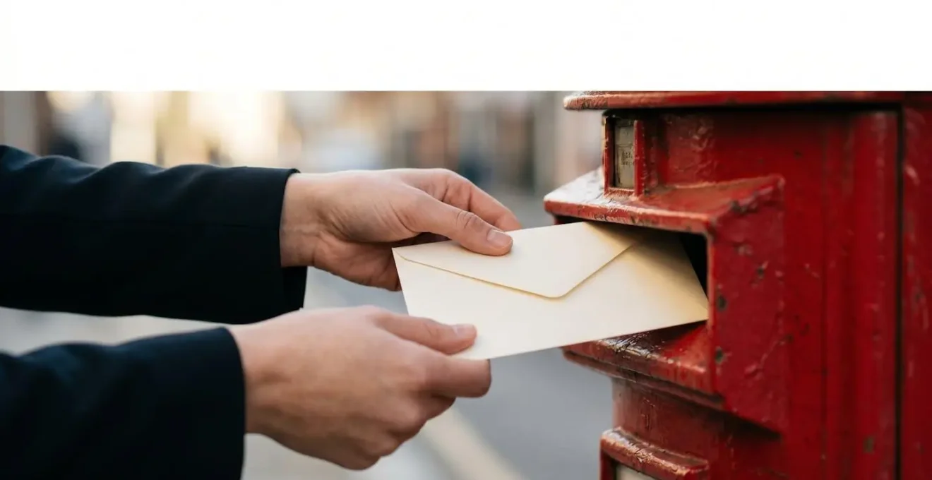 Composition symbolisant l'envoi sécurisé d'une notification officielle par courrier recommandé