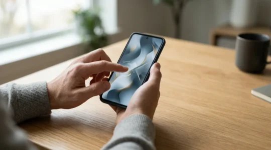 Mains tenant un smartphone avec interface de modification de données personnelles pour optimiser une assurance automobile